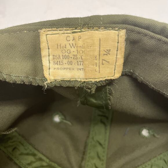 Vintage 1975 U.S. Military OG-106 Fatigue Hat Cap Size 7 1/4 Army Propper - Picture 5 of 6